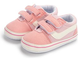 Baby schoentjes - babysneakers van Completebabyuitzet - klittenband met veter - Schoenmaat 18-19 – 0-6 maanden (11cm) - Donkerroze