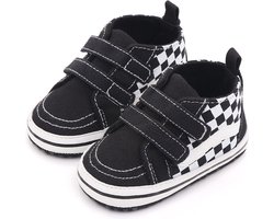 Baby schoentjes - babysneakers van Completebabyuitzet - klittenband met veter - Schoenmaat 18-19 – 0-6 maanden (11cm) - Zwart - Hoog