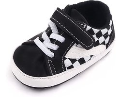 Baby schoentjes - babysneakers van Completebabyuitzet - klittenband met veter - Schoenmaat 20-21 - 12-18 maanden - (13cm) - zwart, wit