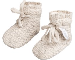 Baby's Only Slofjes teddy Willow - Baby Schoentjes met teddy voering - Baby Sokjes - Warm Linen - 0-3 mnd - 100% ecologisch katoen - GOTS