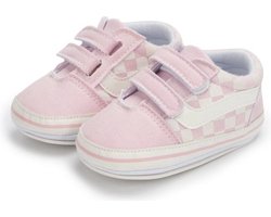 Babyschoenen - Baby slofjes - klittenband - Schoenmaat 19-20 – 6-12 maanden (12cm) - roze/wit