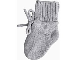 Babyslofjes - 100% Merino wol – grijs - slofjes voor je baby, dreumes en peuter voor jongens en meisjes - 3-6 Maanden (10,5cm) - schoenmaat 17-18