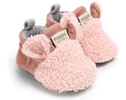 Babyslofjes - Antislip – Fleece voering - Slofjes voor je baby, dreumes voor jongens en meisjes – 0-6 Maanden (11cm) - Roze