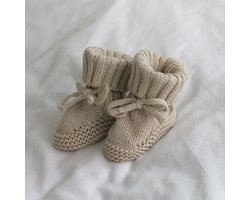 Steppies Babyslofjes Gebreid - Beige - Maat 16-17 (3-6 maanden, 11 cm) - Slofjes voor jongens en meisjes