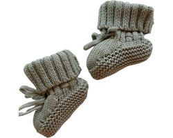 Steppies Babyslofjes Gebreid - Groen - Maat 15-16 (0-3 maanden, 10 cm) - Slofjes voor jongens en meisjes