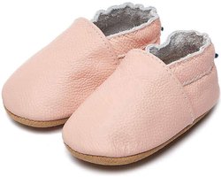 Babyslofjes leer – voor jongens en meisjes - maat 21/22 – 12-18 maanden - 13 cm – baby roze – Completebabyuitzet