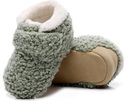 Steppies Babyslofjes met Antislipzolen - Groen - Maat 18-19 (6-12 maanden, 12 cm) - Zachte Pluche Slofjes