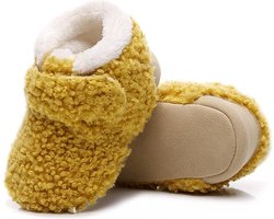 Babyslofjes met Antislipzolen - Zachte Pluche slofjes voor Meisjes en Jongens - Maat 20-21 - 13cm - Geel