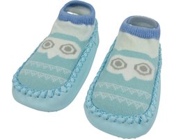 Babyslofjes Uil Blauw/Turquoise - Anti-slip - 18-24 maanden