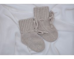 Bimbi - Merino wol Babyslofjes - Sand - Booties - Oeko Tex Standard Gecertificeerd