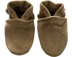 Camelkleurige suede babyslofjes van Baby-Slofje maat 18/19