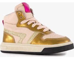 Groot hoge leren meisjes sneaker roze goud - Maat 27 - Uitneembare zool