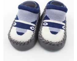 Jumada´s Baby Sokjes van een half jaar tot 3 jaar, Slofsokken, Sloffen, Antislip, Blauw, Grijs