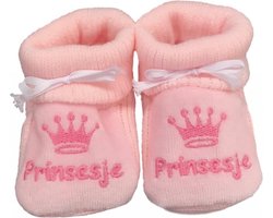 Kraamcadeau  - Petit Villain Newborn Slofjes - Prinsesje - Roze -  0-3 maanden