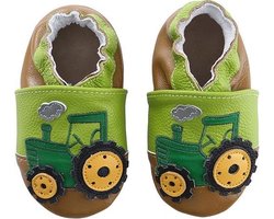 Leren babyslofjes van Baby-Slofje Tractor maat 20-21