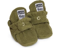 Little Riots - babyslofjes - fleece original - olijf groen - slofjes voor je baby, dreumes en peuter voor jongens en meisjes - 3-6 Maanden (10cm) - schoenmaat 16-17