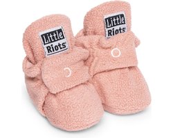 Little Riots - babyslofjes - fleece original - oud roze - slofjes voor je baby, dreumes en peuter voor jongens en meisjes - 0-3 Maanden (9cm) - schoenmaat 13-15