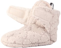 Lodger Antislip babyslofjes - Winter - Fleece - Klittenband - 12-18M - Creme