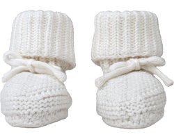 Lodger Gebreide Katoenen babyslofjes 0-6M WIt 100% Katoen Slipper Knit