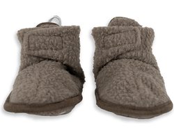 Lodger - Slofjes baby winter Teddy fleece - Bruin - 6-12 maanden - Antislip