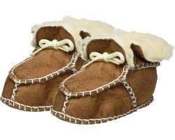 Pantoffels Kinderen - Bruin - 0-9 maanden - Maat 16-17 - Sloffen Kinderen - Baby Slofjes - Kraamcadeau - Cadeau