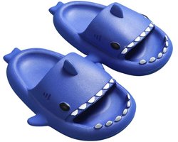 Slippers kinderen haai - donkerblauw - jongens en meisjes 2-3 jaar - maat 24-25 - badslippers - pantoffels