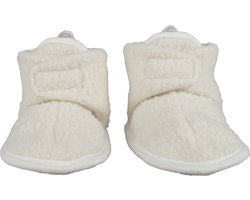 Slofjes baby - Teddy - 6-12 maanden - Wit - Antislip - Gaan niet uit