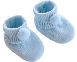 Soft Touch Babyslofjes Pompom 0-3 Maanden Jongens Blauw