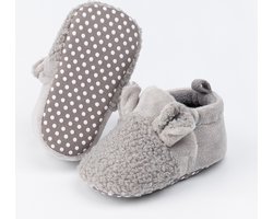 Steppies Babyslofjes Antislip Fleece - Warme slofjes voor je baby - Grijs - Maat 15-16 (0-3 maanden, 10 cm)