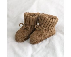 Steppies Babyslofjes Gebreid - Bruin - Maat 16-17 (3-6 maanden, 11 cm) - Slofjes voor jongens en meisjes