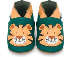 Steppies Babyslofjes Leer - Tijger Groen - Maat 18-19 (6-12 maanden, 12 cm) - met Suède Zool