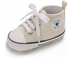 Stoere Baby Schoenen - Babysneakers van Baby-Slofje - Creme maat 19 ( 13 cm)