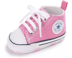 Stoere Baby Schoenen - Babysneakers van Baby-Slofje - Roze maat 17 (11 cm)