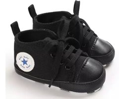 Stoere Baby Schoenen - Babysneakers van Baby-Slofje - Zwart maat 19 ( 13 cm)