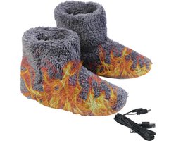 Verwarmde pantoffels - pluche voetenwarmer voor binnen en buiten - USB-oplaadbaar