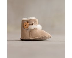 Wollen babyslofjes - Davin - 100% schapenvacht - Babyschoentjes van lamsvacht - Offwhite - Maat 18/19