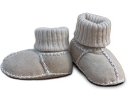 WOOOL® Schapenvacht Slofjes - Baby - Beige (22/23) 100% Echt Leer en Schapenwol - ECO+