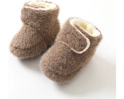 Ychee - Winter Fleece Baby Slofjes - Unisex - Anti Slip - Warm - Zacht - Knus - Winter - 0-6maanden - 11CM - Bruin