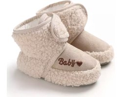 Zachte en warme sloffen - Pantoffels voor baby van Baby-Slofje - Beige - maat 0-6 maanden