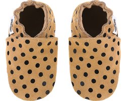 Zandkleurige suede babyslofjes met stippen van Baby-Slofje, maat 24/25 - 18-24 maanden