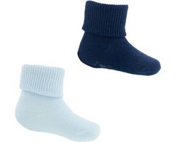 2 Paar Anti-Slip Sokjes - Blauw - Maat 6-12 mnd -74/80