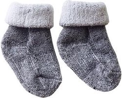 2-Pack Zachte Merino Wollen Baby Sokjes 80% Wol S1 - Unisex - Grijs - 0-4 Maanden