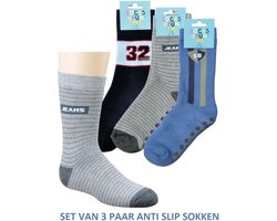 3 paar antislip jongenssokken - maat 19/22 - baby sokjes - peuter sokken - anti slip