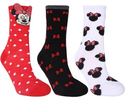 3x Zwarte en rode Minnie Mouse sokken DISNEY