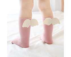 4 PAAR 3D Baby en kinderen meisjes en jongens antislip kotoen sokken met vleugels - Princess sokken - 1-3 jaars Roze - Grijs - Geel - Wit PERFECT CADEAU Sinterklaas - Kerst