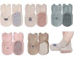 5 paar sokken - antislip babysokken - babyvloersokken - babysokken voor binnen peuters - antislip bodemverkoelende kindersokken - ademend - unisex - maat L (3-5 jaar oud)