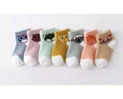 7 paar New born Baby sokken - Set babysokjes - 0-6 maanden - Effen Babysokken - Multipack - Kraamcadeau voor Jongen of Meisje - Babyshower Cadeau - Kraammand