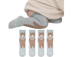 Antislip sokjes - Antislip Sokken Baby - Met antislip zool - BOTC - 4 Paar - Voor 0-36 maanden