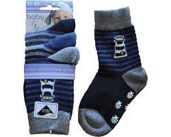 Baby / kinder sokjes navy ABS antislip - 21/23 - jongens - 90% katoen - naadloos - 12 PAAR - chaussettes socks