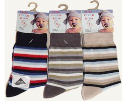 Baby / kinder sokjes rayures - 21/23 - jongetje - 90% katoen - naadloos - 12 PAAR - chaussettes socks